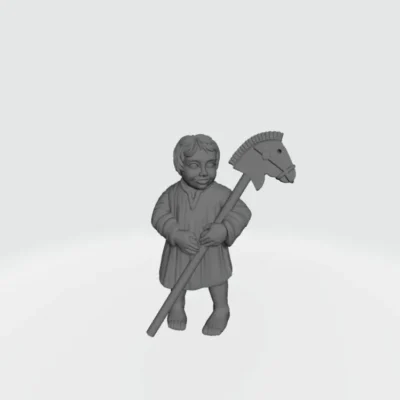 Child with stick horse EM