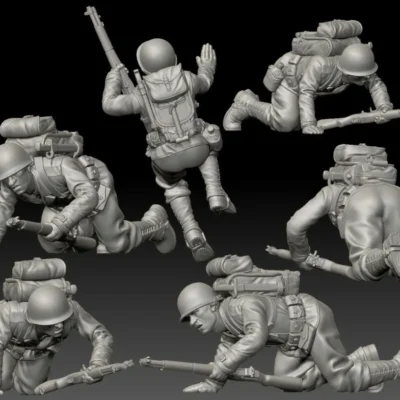 American GI soldier D-day crawling