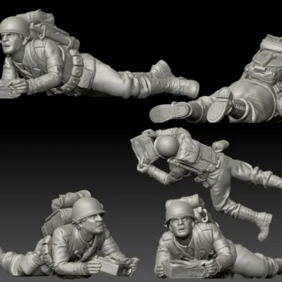 American GI soldier D-day crawling with medical bag