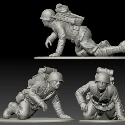 American GI soldier D-day medic crawling