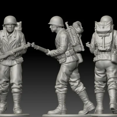 American GI soldier D-day advancing walking
