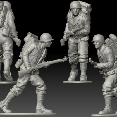 American GI soldier D-day advancing walking v2