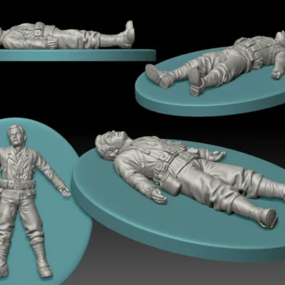 American GI soldier D-day dead soldier on back, no backpack