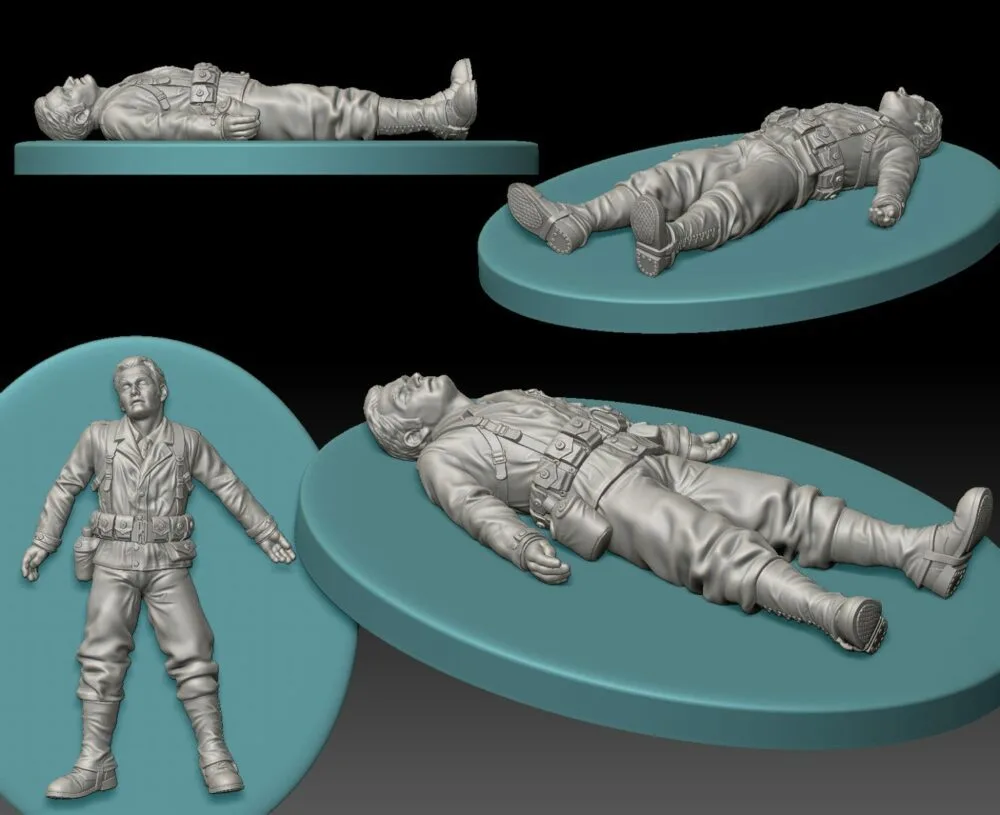 American GI soldier D-day dead soldier on back, no backpack