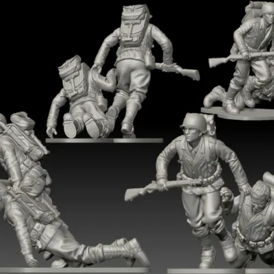 American GI soldier D-day dragging wounded