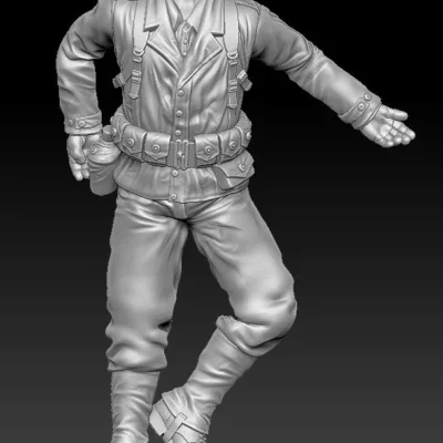 American GI soldier D-day wounded on back with backpack arm out