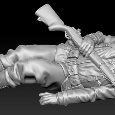 American GI soldier D-day laying dead on side