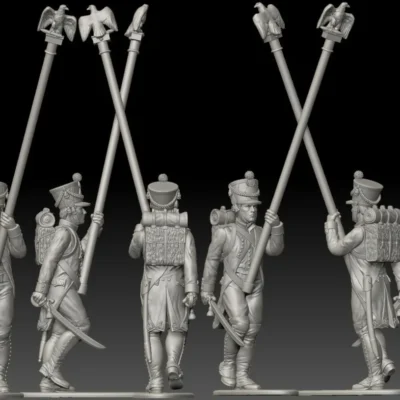 French Flag banner walking. 1809/12 campaigns, full dress uniform