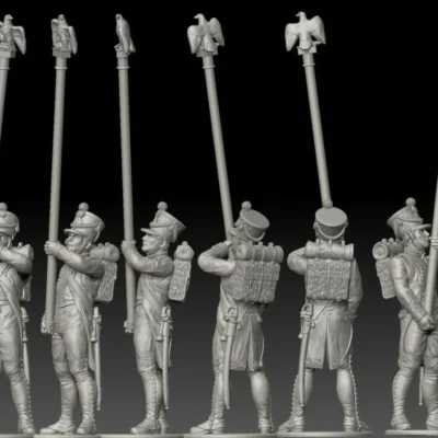 French flag bearer standing. 1809/12 campaigns, full dress uniform