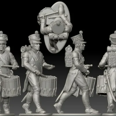 French drummer walking. 1809/12 campaigns, full dress uniform