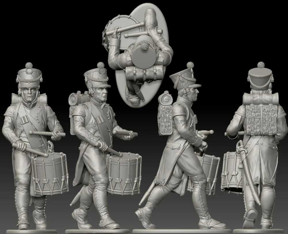 French drummer walking. 1809/12 campaigns, full dress uniform
