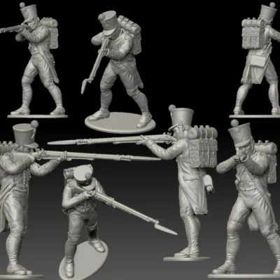 French Fusilier shooting legs apart v2. 1809/12 campaigns, full dress uniform