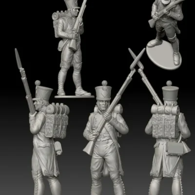 French Fusilier standing. 1809/12 campaigns, full dress uniform. 1809/12 campaigns, full dress uniform