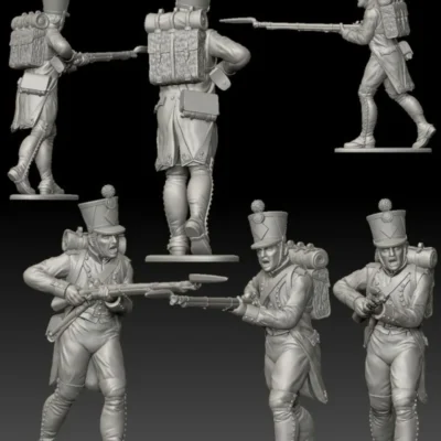 French Fusilier advancing walking. 1809/12 campaigns, full dress uniform