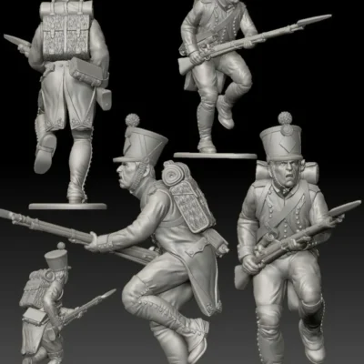 French Fusilier running. 1809/12 campaigns, full dress uniform