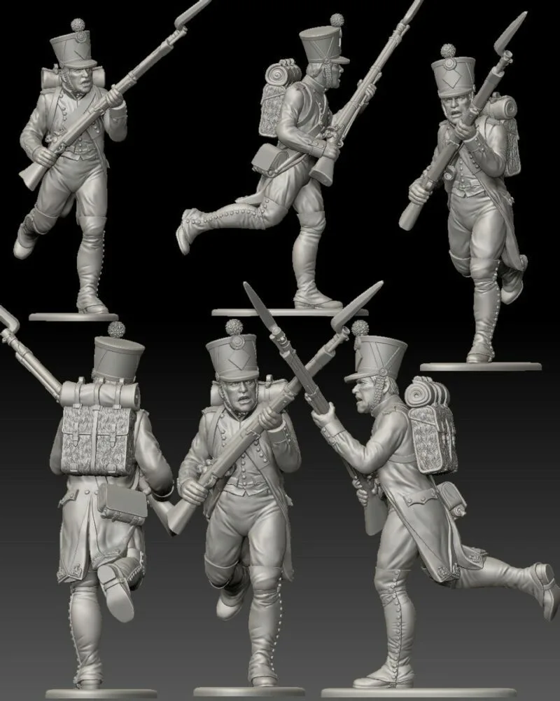French Fusilier Running. 1809/12 campaigns, full dress uniform