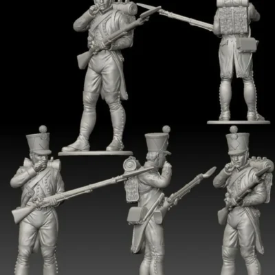 French Fusilier biting. 1809/12 campaigns, full dress uniform