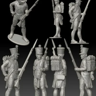 French Fusilier reaching in bag. 1809/12 campaigns, full dress uniform