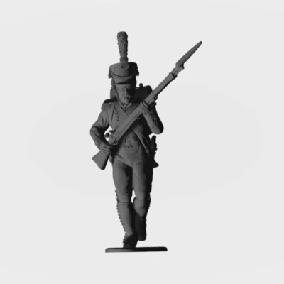 French Grenadier charging. 1809/12 campaigns, full dress uniform