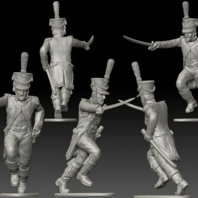 French Officer charging. 1809/12 campaigns, full dress uniform