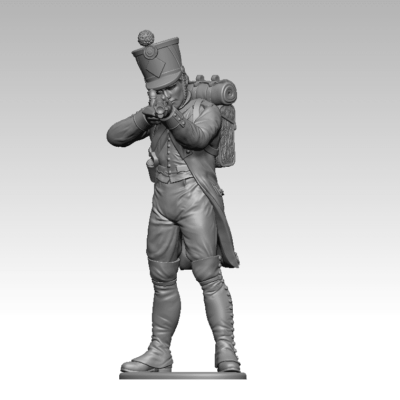 French Fusilier shooting legs apart. 1809/12 campaigns, full dress uniform