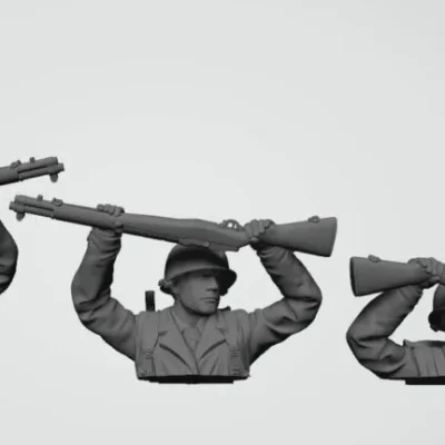 American GI soldier D-day walking in water or similar (3 figures in set)