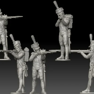 French Voltigeur shooting standing. 1809/12 campaigns, full dress uniform