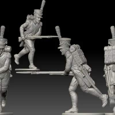 French Voltigeur running. 1809/12 campaigns, full dress uniform