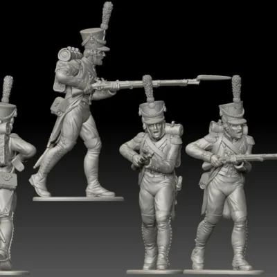 French Voltigeur advancing walking. 1809/12 campaigns, full dress uniform