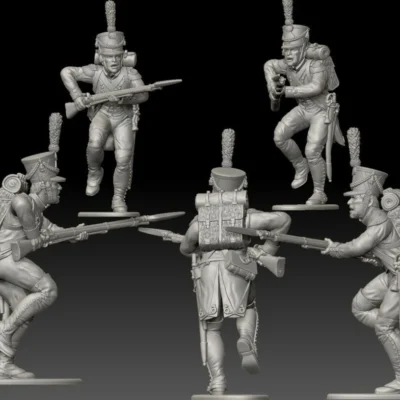 French Voltigeur charging. 1809/12 campaigns, full dress uniform