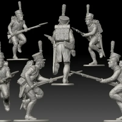 French Voltigeur running. 1809/12 campaigns, full dress uniform