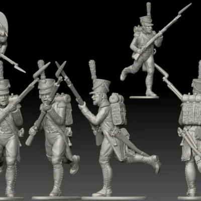 French Voltigeur running. 1809/12 campaigns, full dress uniform