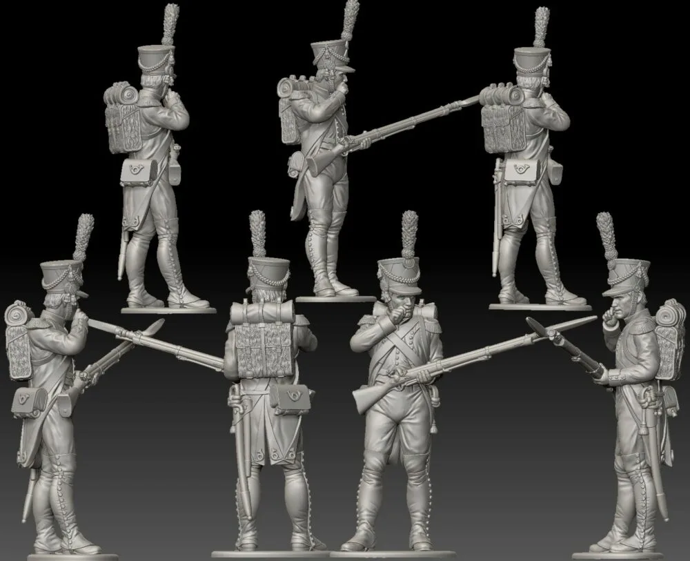 French Voltigeur biting. 1809/12 campaigns, full dress uniform