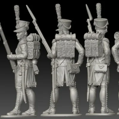 French Voltigeur reaching into bag. 1809/12 campaigns, full dress uniform