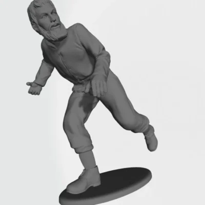 Man running and crouching