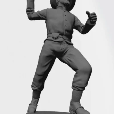 Man prepare to throw, dressed in hat