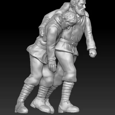 WW1 Soldier helping injured friend V2