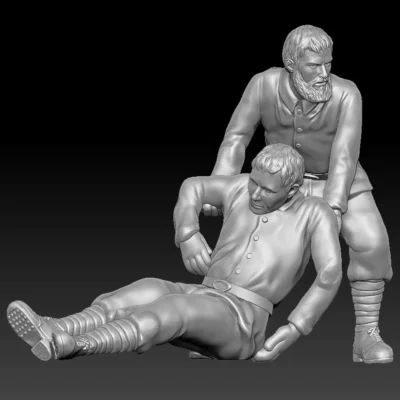 WW1 Soldier dragging injured friend to safety