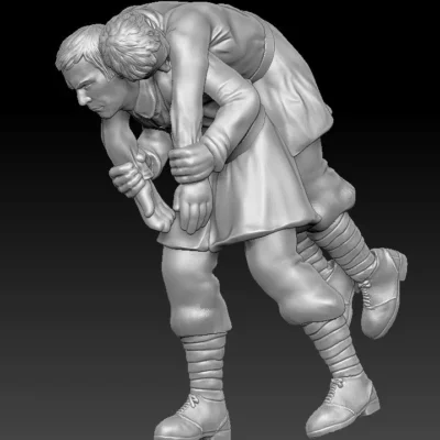 WW1 Soldier carrying wounded V2 long coat