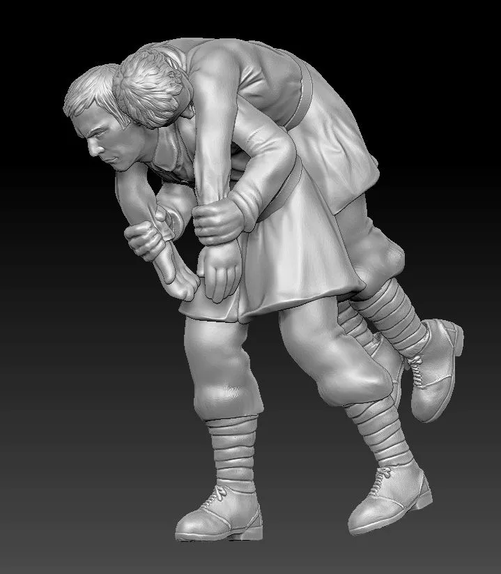 WW1 Soldier carrying wounded V2 long coat