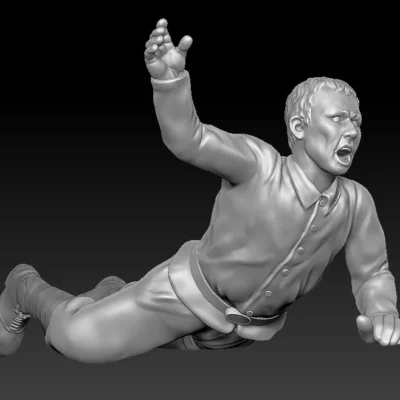 WW1 Soldier wounded asking for help, short jacket