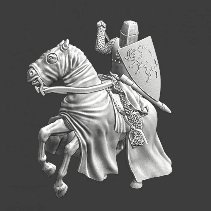 Medieval Crusader Knight swinging sword - NCM
