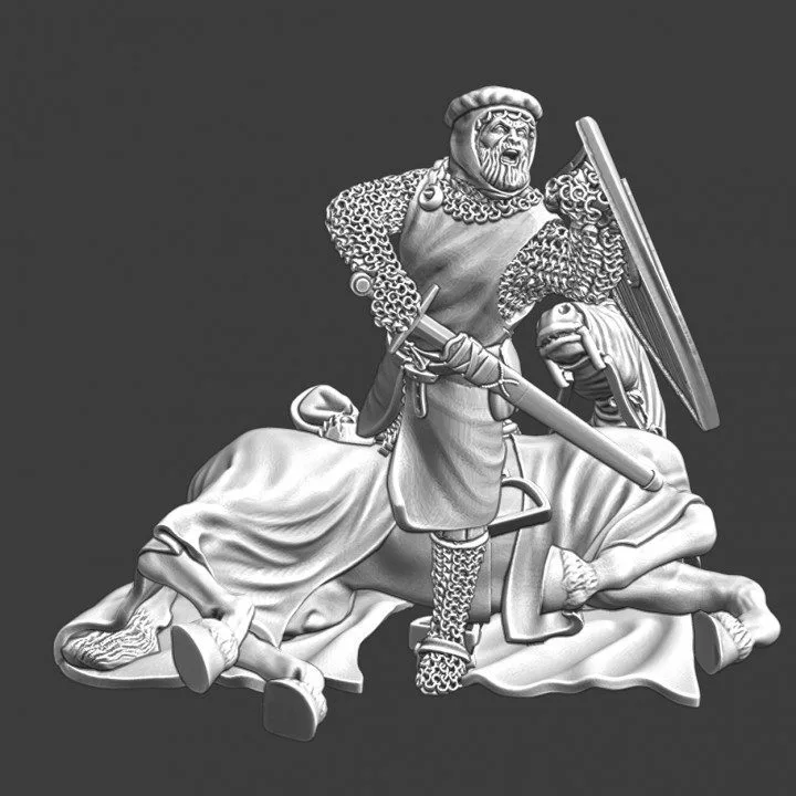 Medieval crusader knight - wounded horse - NCM