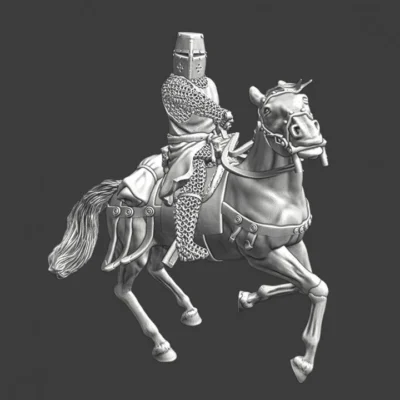 Medieval crusader knight drawing sword - NCM