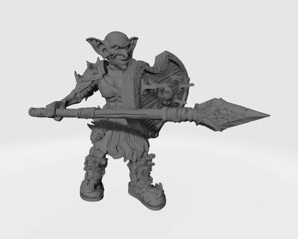 Forest tribe Goblin with spear and shield RF