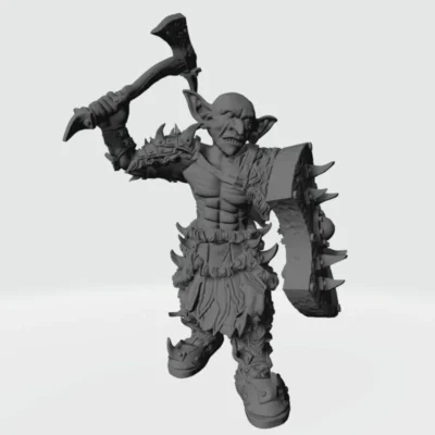 Forest tribe Goblin with axe and shield RF