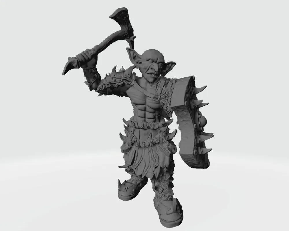 Forest tribe Goblin with axe and shield RF