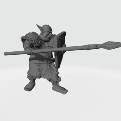Grasslands Tribe Goblin attacking with spear and shield RF