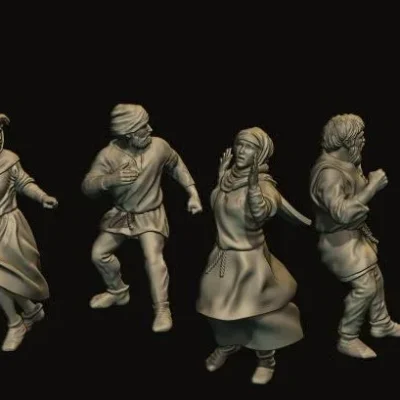 Running villagers set 4 figures, CA