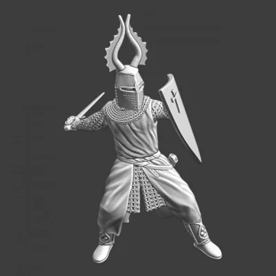 Medieval order knight swinging sword - NCM